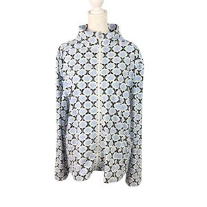 T by Talbots XL Lightweight Full Zip Jersey Jacket Blue Geometric Print Pockets
